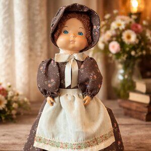 Vintage Dish Soap Doll Prairie Bonnet Dress Cottage Decor